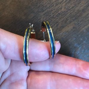 Navy & Gold hoops
